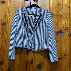 Hugo Boss Komina Collarless Blazer Fringe Striped